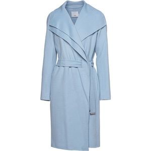 Vince Pale Blue Wool Doubleface Drape Wrap Coat